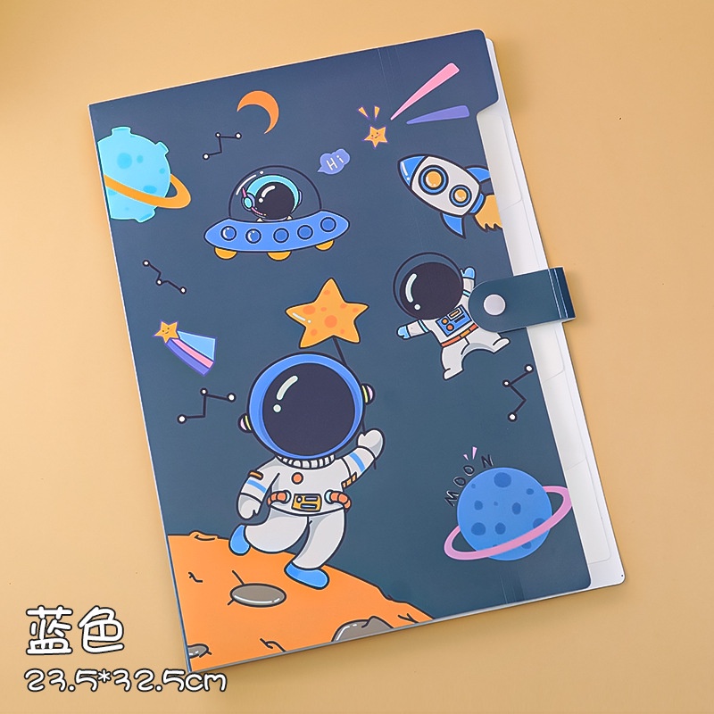Tas Dokumen File Folder Arsip Kartun Astronot A6 Grid Untuk Perlengkapan Alat Tulis Kantor Sekolah Siswa