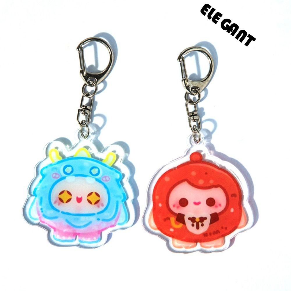 [Elegan] Egg Puff Pesta Gantungan Kunci Koleksi Mini Tempat Kunci Mobil Tokoh Anime Perhiasan Handbag Liontin Acrylic Car Keyring