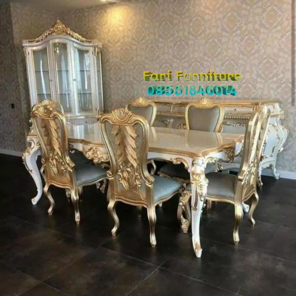 SET MEJA MAKAN MEWAH UKIR JATI JEPARA