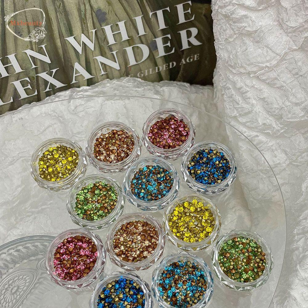 Mxbeauty Nail Art Rhinestones Warna-Warni Fashion Menunjuk Bawah Hiasan Kuku 3D Perhiasan Kuku