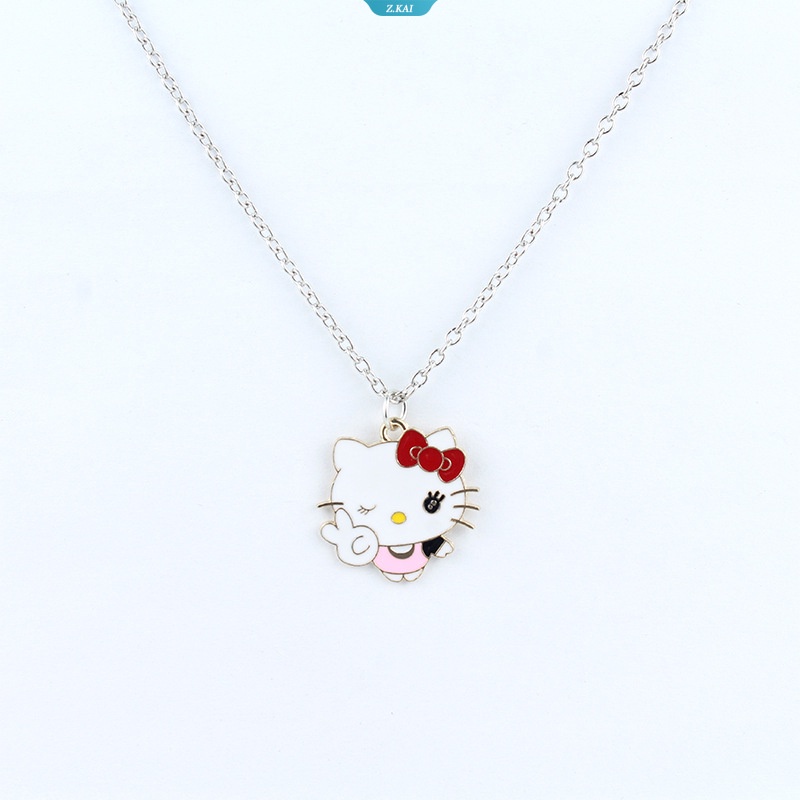 Hello Kitty Alloy Perhiasan Untuk Wanita Sanrio Kupu-Kupu Kalung Indah Kawaii Cat Charms Choker Kemasan Hadiah Ulang Tahun Anak Perempuan [ZK]
