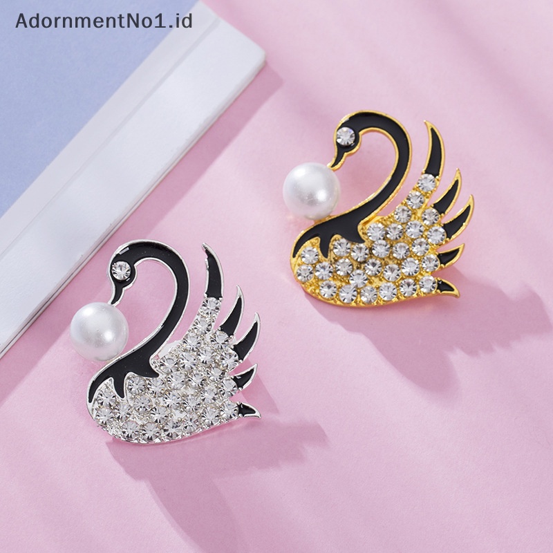 [AdornmentNo1] Fashion Mutiara Swan Bros Pin Untuk Wanita Pakaian Coat Lapel Pin Dekorasi Perhiasan Hadiah [ID]