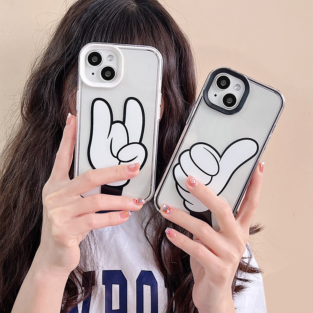 Iphone Case Kompatibel Untuk Iphone11Gesture Jempol Lucu Keren Iphone14 Pro Max Casing Ip13 Pro Max IPhone 12x XS XR 7 8 Plus Penebalan FrameSoft TPU Back Phone Cover