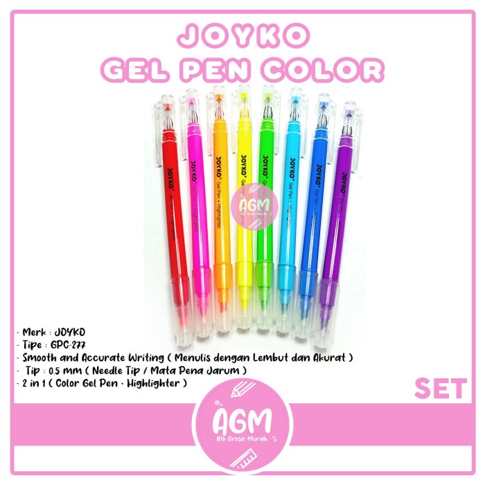 

JOYKO - Pena Gel GPC 277 Highlighter Penanda 8 Warna - Set