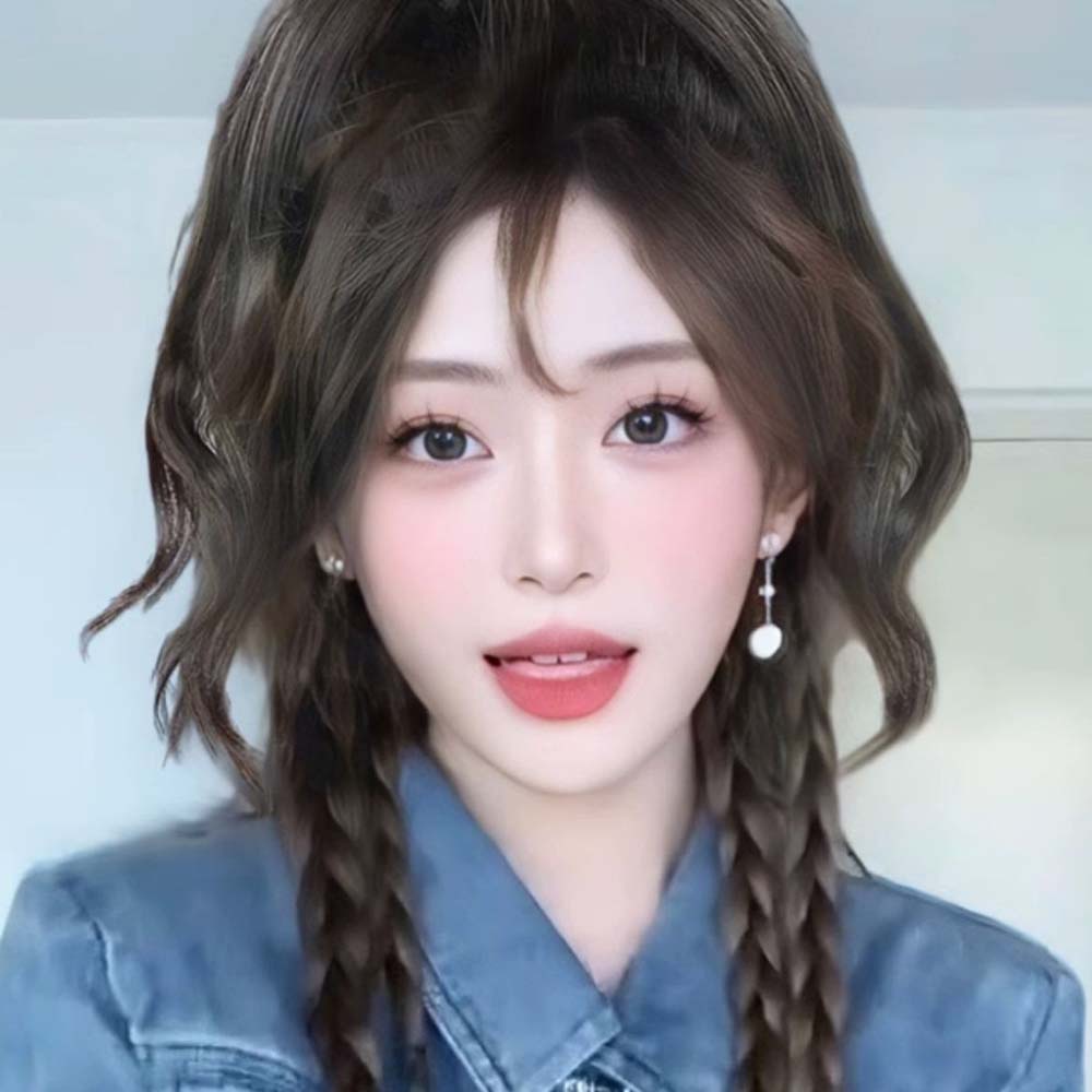 Y2k Berbulu Setengah Ekor Kuda Kepang Wig Manis Keren Gadis Keriting Cakar Klip Wig Rambut Ekstensi