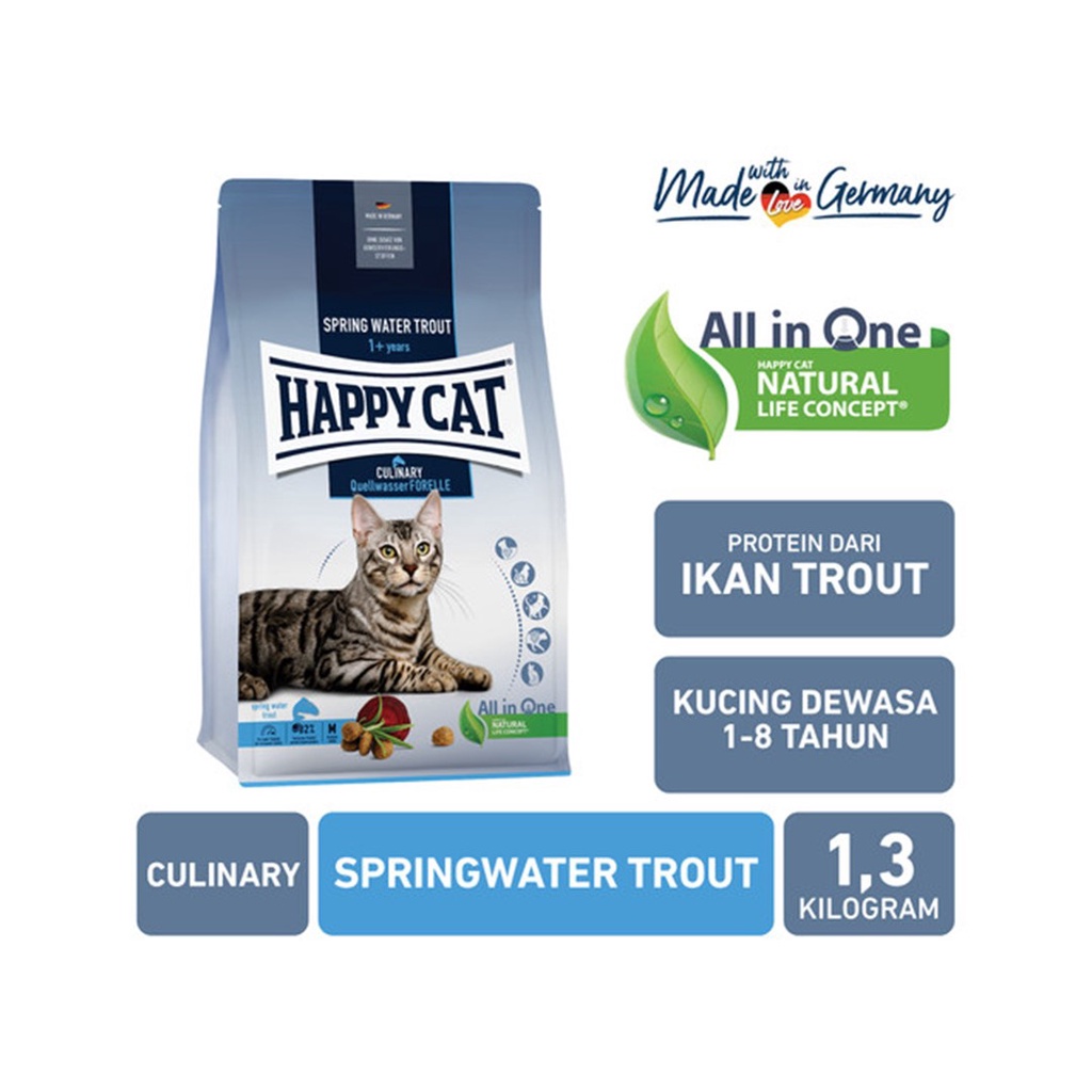 Happy Cat Culinary 1.3 kg Spring Water Trout Makanan Kucing Adult Food