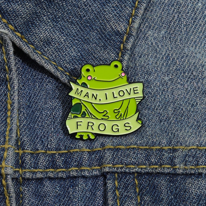 Man I Love Frogs Enamel Pin MILF Lucu Bros Kerah Lencana Kartun Hewan Perhiasan Hadiah Untuk Anak-Anak Teman