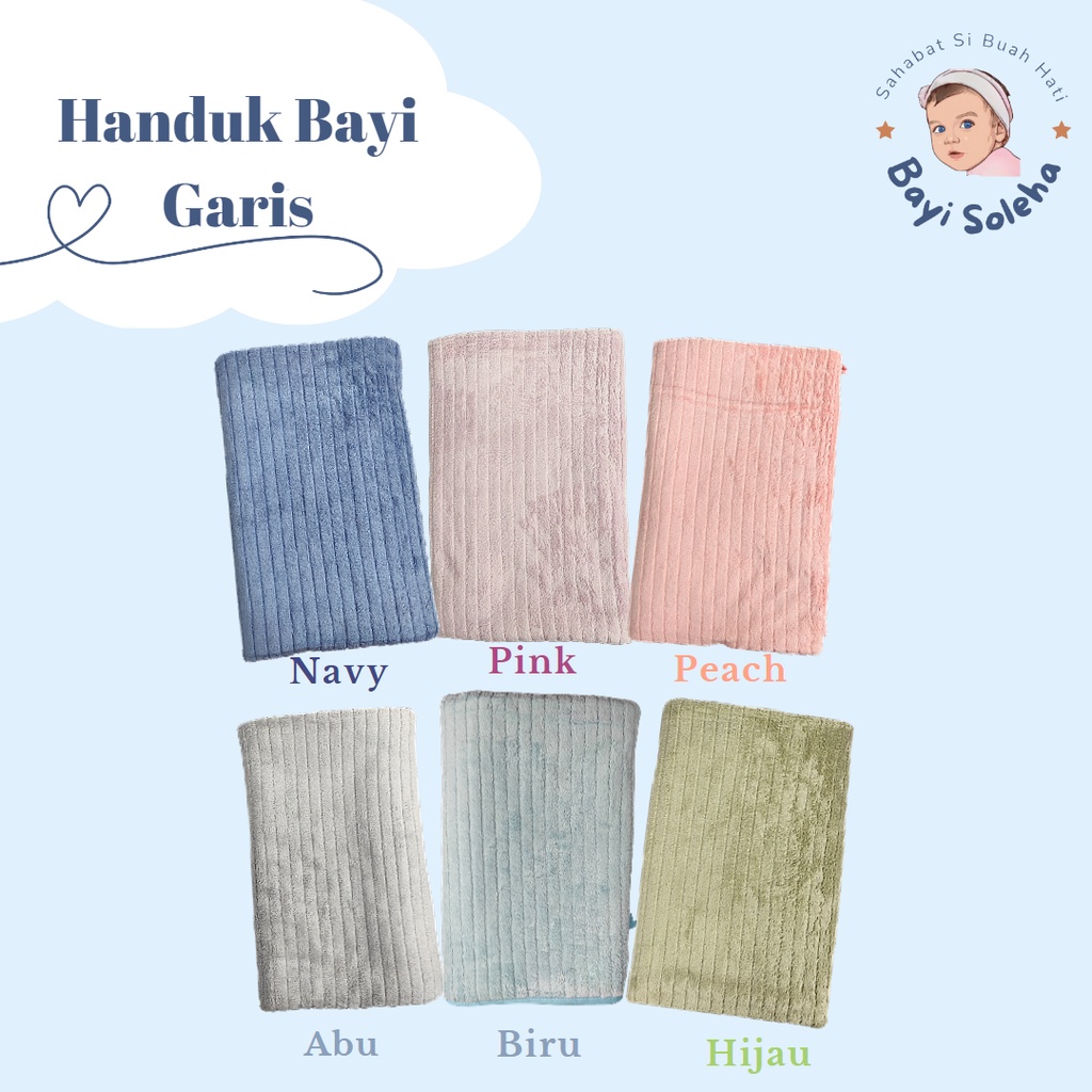 [BS] Handuk Bayi GARIS Warna / Handuk Lembut Anak Polos 70x140