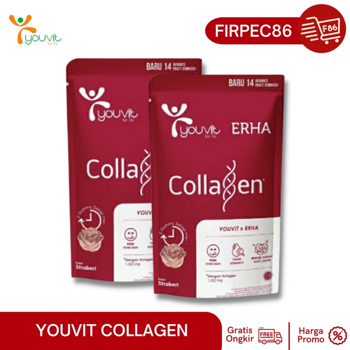 

[MS] YOUVIT x ERHA COLLAGEN GUMMY Anti Aging Supplement 1 Pouch isi 14