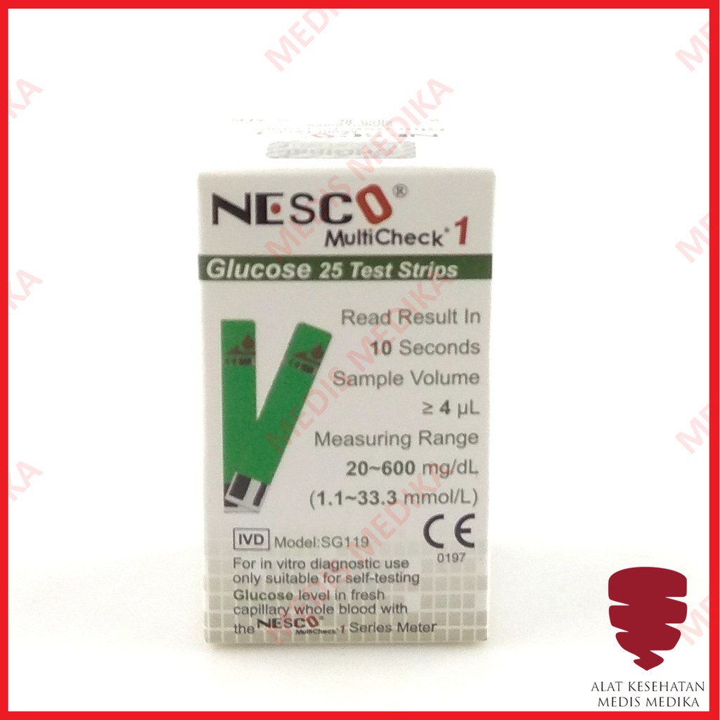 Nesco Glucose Test Strip Cek Diagnosa Tes Gula Darah Refill Isi 25 Stick