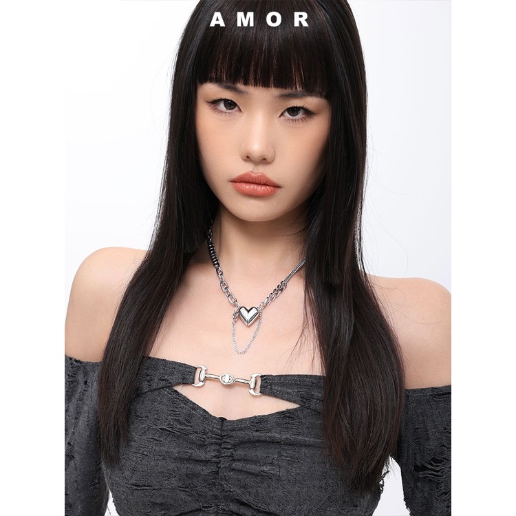 Y2k Berbentuk Hati Liontin Kapsul Atraksi Magnetik Kalung Untuk Wanita2023Fashion Baru Serbaguna Kerah Rantai Hip Hop Neckchain