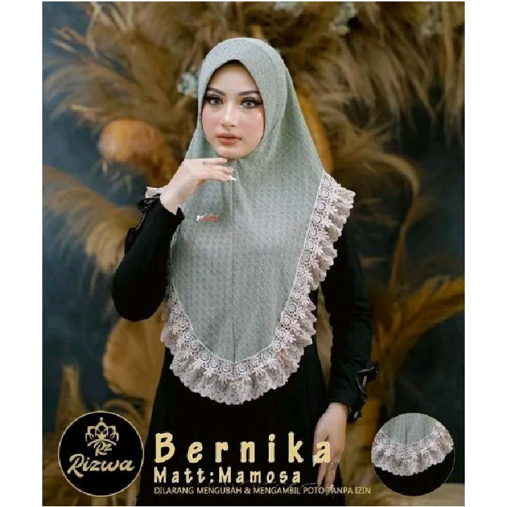 Jilbab Instan Bernika Renda Bahan Jersey Mamosa  By Rizwa