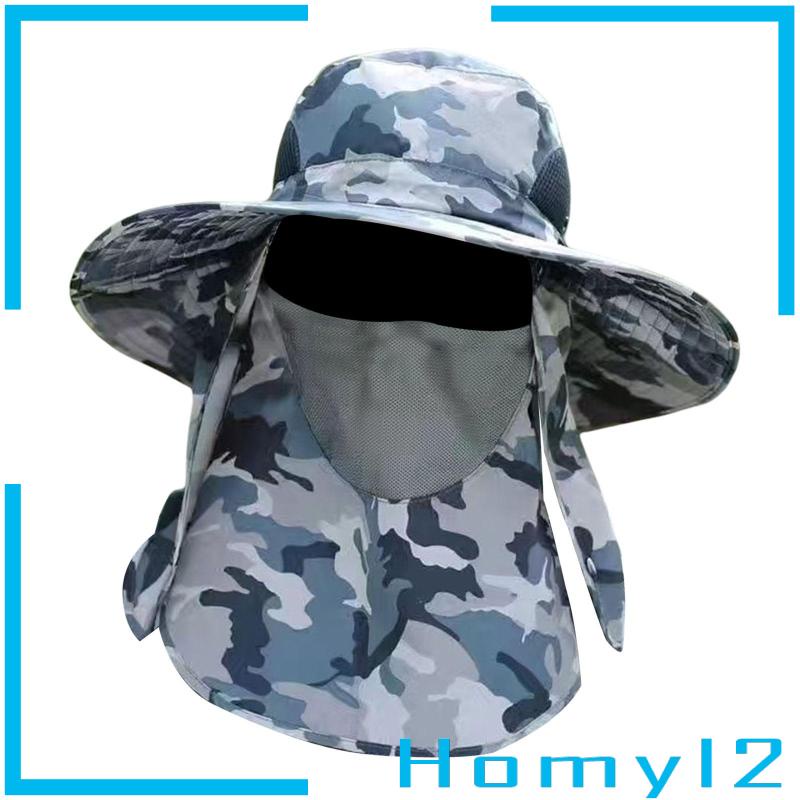 [HOMYL2] Dengan Penutup Flap Leher Yang Dapat Dilepas Pantai Backpacking Topi Memancing Unisex