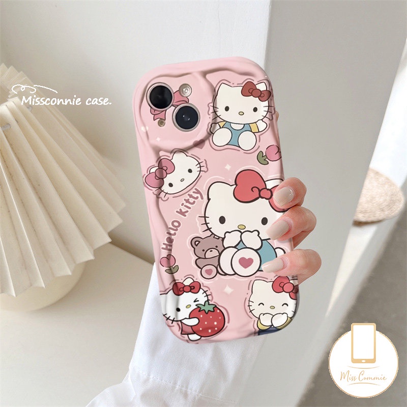 Kartun Pochacco Puppy Cute Hello Kitty Couple Case Untuk Realme C33 C21Y C21 C53 C55 C15 C25s C25Y C20 C35 C25 5s 9i 5 7i 5i 6i C3 C30 C31 C11 C20A C12 3D Tepi Bergelombang Melengkung Soft Case