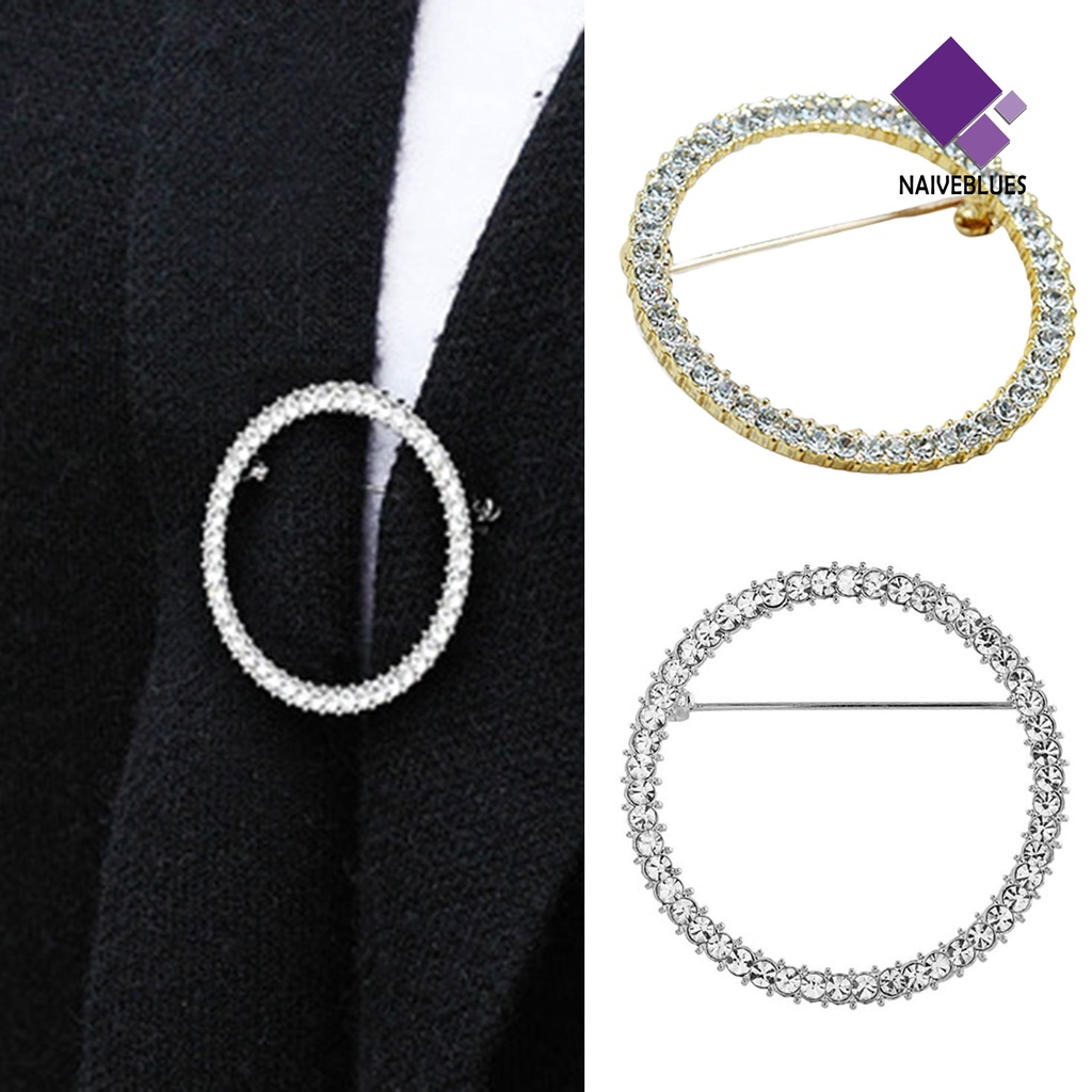 &lt; Naiveblues &gt; Lingkaran Berongga Anti-Exposure Selendang Klip Bersinar Berlian Imitasi Sweater Safety Pin Kostum
