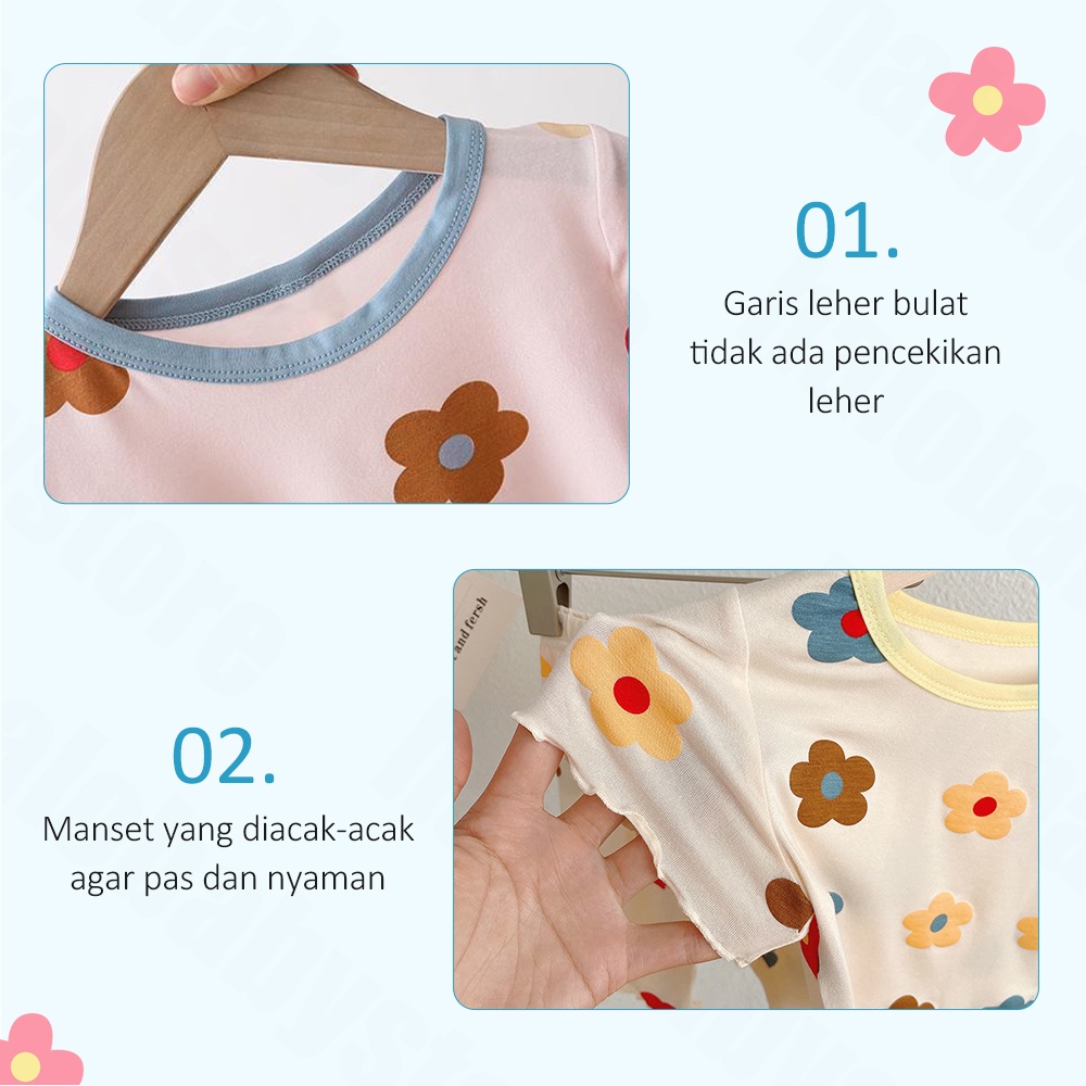 Halo Baby 1-5 Tahun Piyama Setelan Anak Lengan Pendek/Baju Tidur Anak Perempuan/Piyama Sutra Es Anak