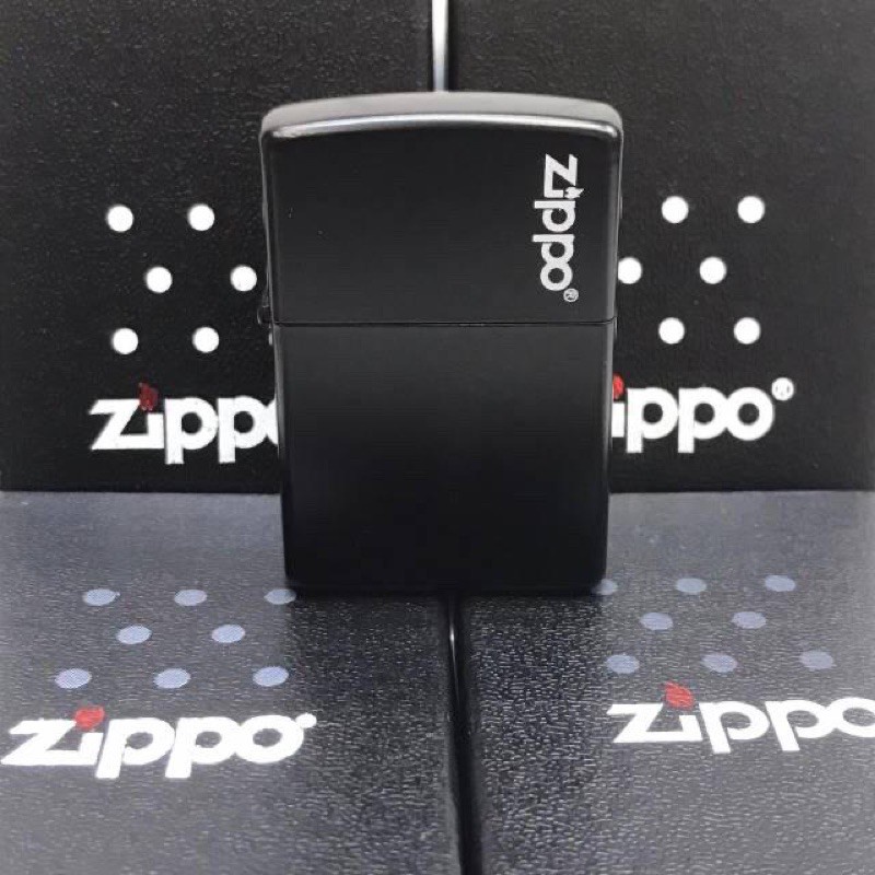 Korek Zppo Matte Hitam Logo Atas dan Logo Bawah Premium
