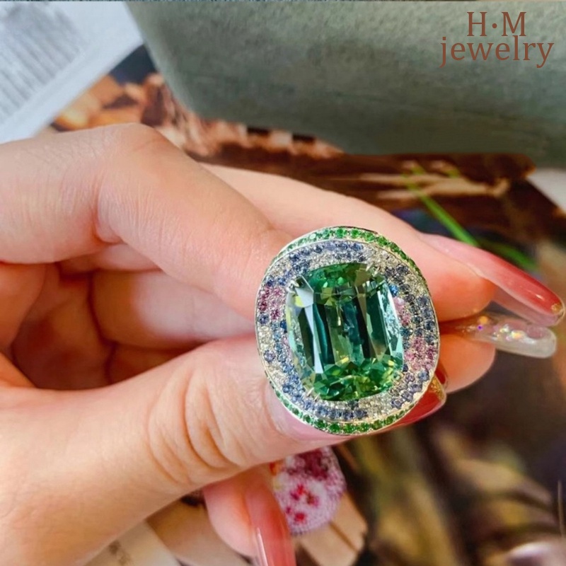 Fashion Baru Elegance Retro Mint Green Tourmaline Ring