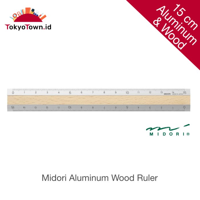 

Midori Aluminum Wood Ruler 15 cm Silver-Natural