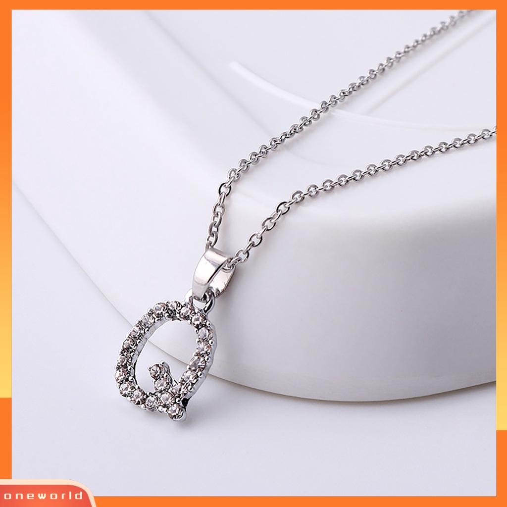 [ONE] 26huruf Inggris Liontin Wanita Kalung Electroplating Alloy Cubic Zirconia Adjustable Choker Necklace Perhiasan Aksesori