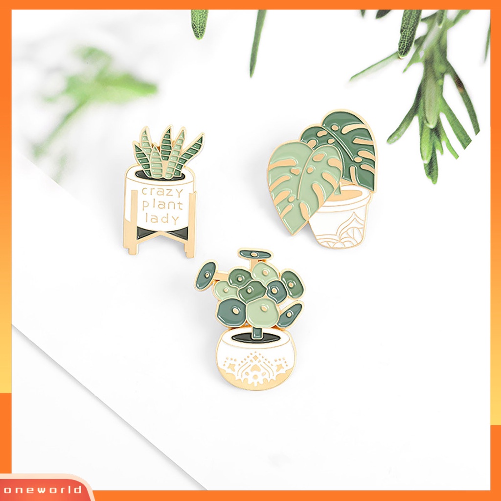 [ONE] Kartun Enamel Pin Pot Tanaman Bros Jas Kerah Lencana Pakaian Tas Aksesori