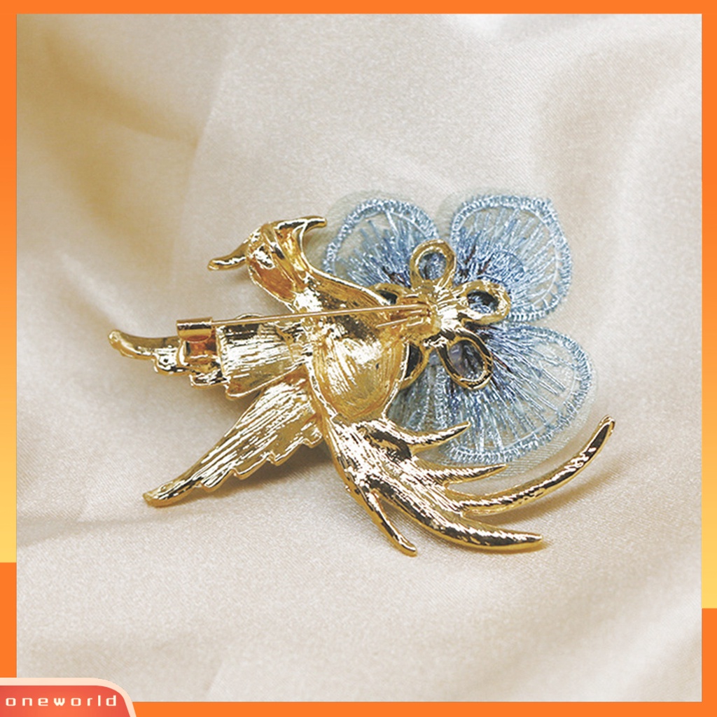 [ONE] Kerah Pin Bordir Bunga Enamel Burung Alloy Mutiara Imitasi Berlian Imitasi Bros Pin Aksesoris Kostum