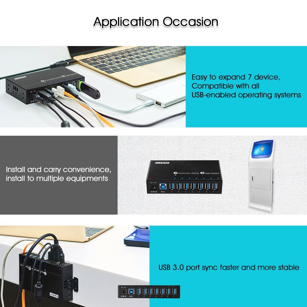 AKN88 - SIPOLAR A-173 Industrial USB HUB 7 Port USB3.0 Super Speed