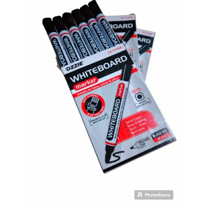 

Spidol whiteboard Marker OZZIE / Spidol SNOWMAN Permanent Hitam 12 Pcs