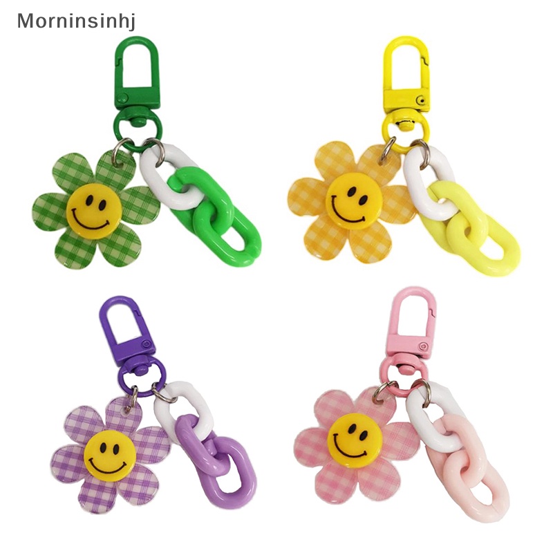 Mornin Warna-Warni Lucu Smiley Face Bunga Gantungan Kunci Ransel Liontin Gantungan Kunci Aksesoris Hadiah id