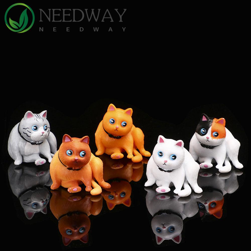 Needway   Kucing Action Figure DIY Kucing 5pcs/set Anime Mainan Lucu Dekorasi Rumah Patung Kecil Kartun Ornamen