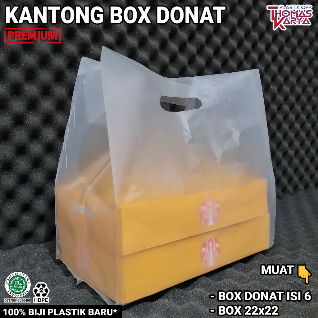 

RB Plastik Box Donat isi 50 Kantong SOFT HANDLE Bening Dove Transparan
