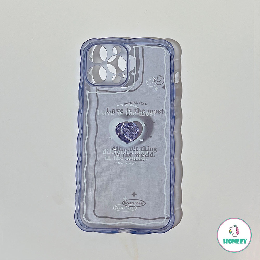 IPHONE Gadis Manis Kristal Biru Cinta Hati Art Casing Ponsel Bening Untuk Iphone14 13 11 12 Pro Max Xr Xs7 8 Plus Casing Ponsel Cute Cover