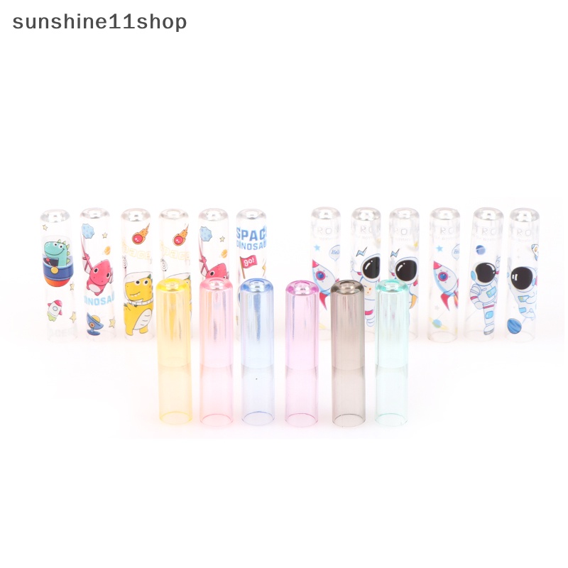 Sho 6pcs Sarung Pensil Warna Warni Alat Tulis Belajar Anak Kartun Pencil Cap Hat Anak Siswa Sekolah Pensil Plastik Alat Pelindung N