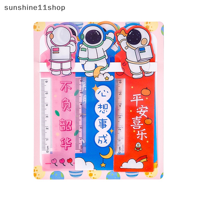 Sho 6pcs /set Kreatif Kartun Astronot Bookmark Penggaris Siswa al Penggaris Teks Inspiratif Bookmark Perlengkapan Sekolah N