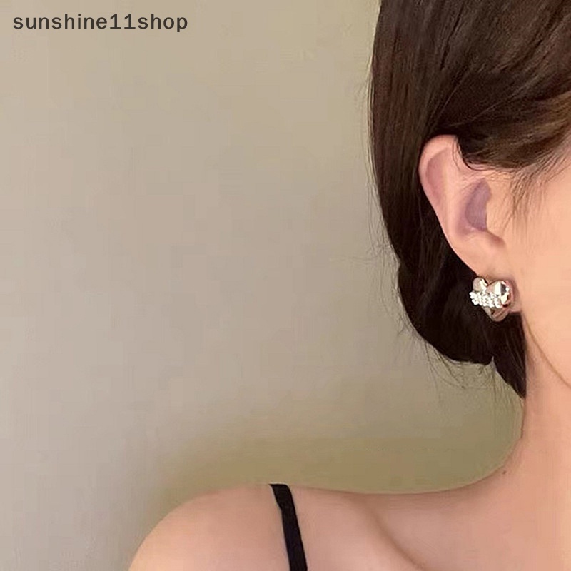 Sho Anting Huruf Mutiara Bentuk Hati Untuk Wanita Perhiasan Enamel Metal N