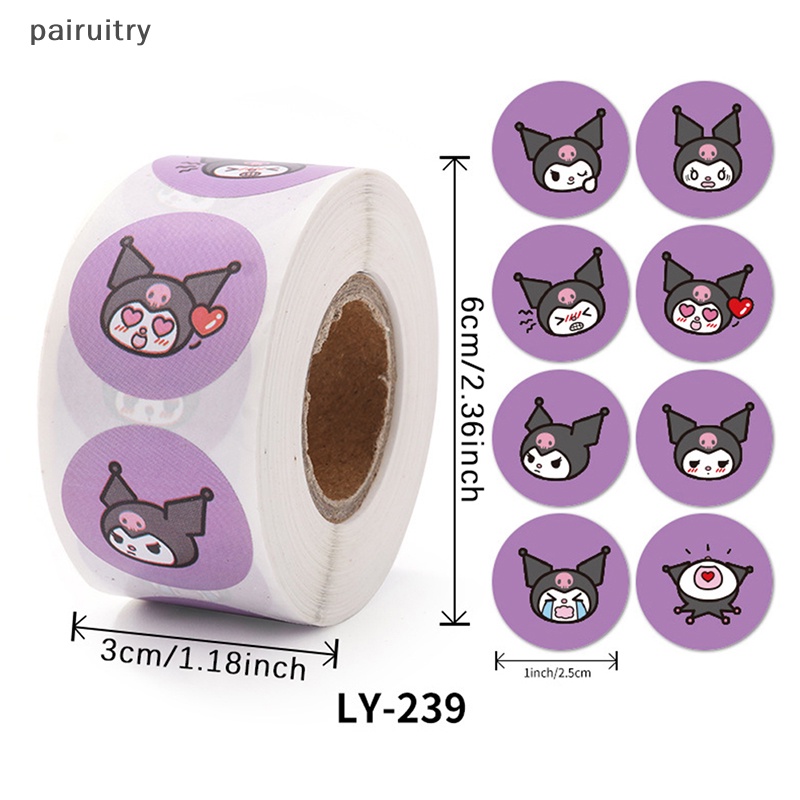 Prt 500pcs Kawaii Kuromi Stiker Lucu Kartun MEME Dekorasi Decals Thank You Sealing Labels Anak Reward Sticker Roll PRT