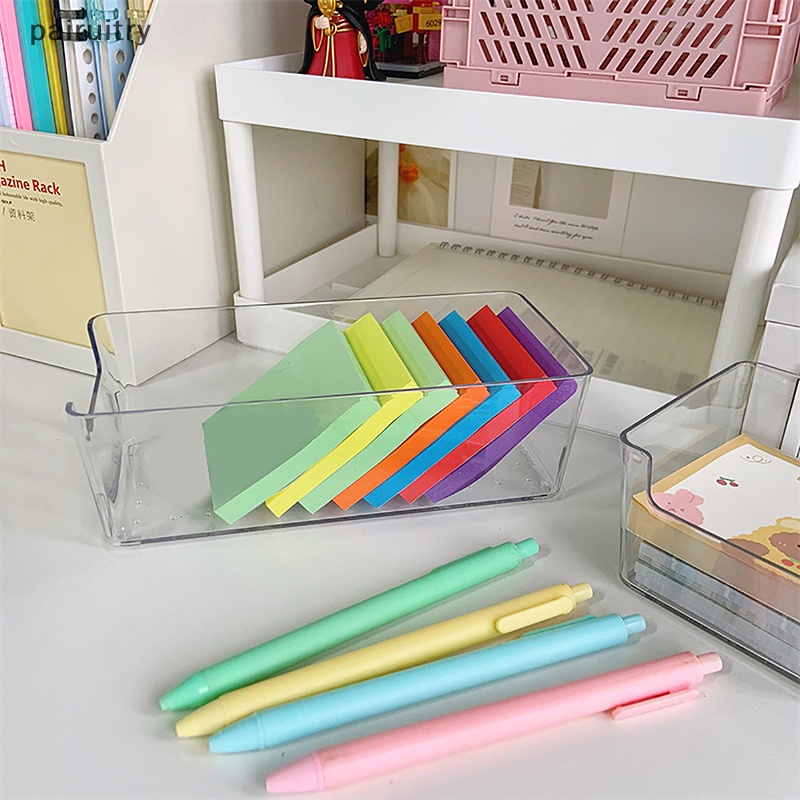 Prt Acrylic Storage Box Transparan Desktop Organizer Kapasitas Besar Stiker Box Subpaket Tempat Kotak Penyimpanan Alat Tulis Desktop PRT