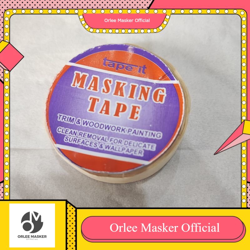 ISOLASI KERTAS MASKING TAPE 1 SLOP (isi 10 pcs), ukuran 1 inch, solasi kertas slop