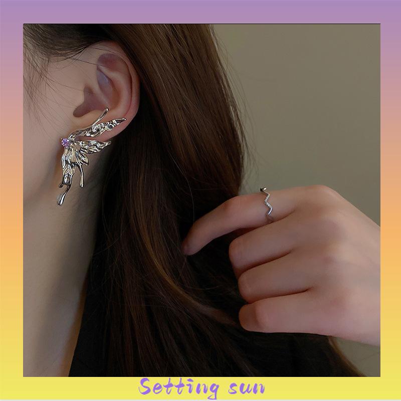 Anting Kupu-kupu Desain Zirkon Butterfly Anting Vintage Korea Gaya Untuk Wanita TN