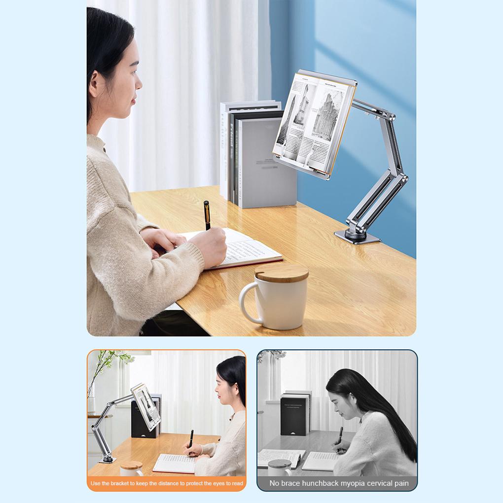 Aluminium Alloy Book Stand Ergonomic Angle Adjustable Universal 360derajat Rotatable Tablet Laptop Bracket Rak Holder