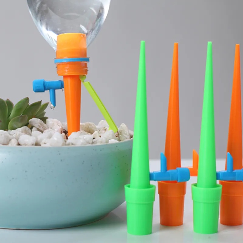 Penyiram Otomatis Plastik PP Warna Warni/ Spike Self Watering Tipe Plug-in/ Alat Irigasi Tetes Pot Bunga Taman