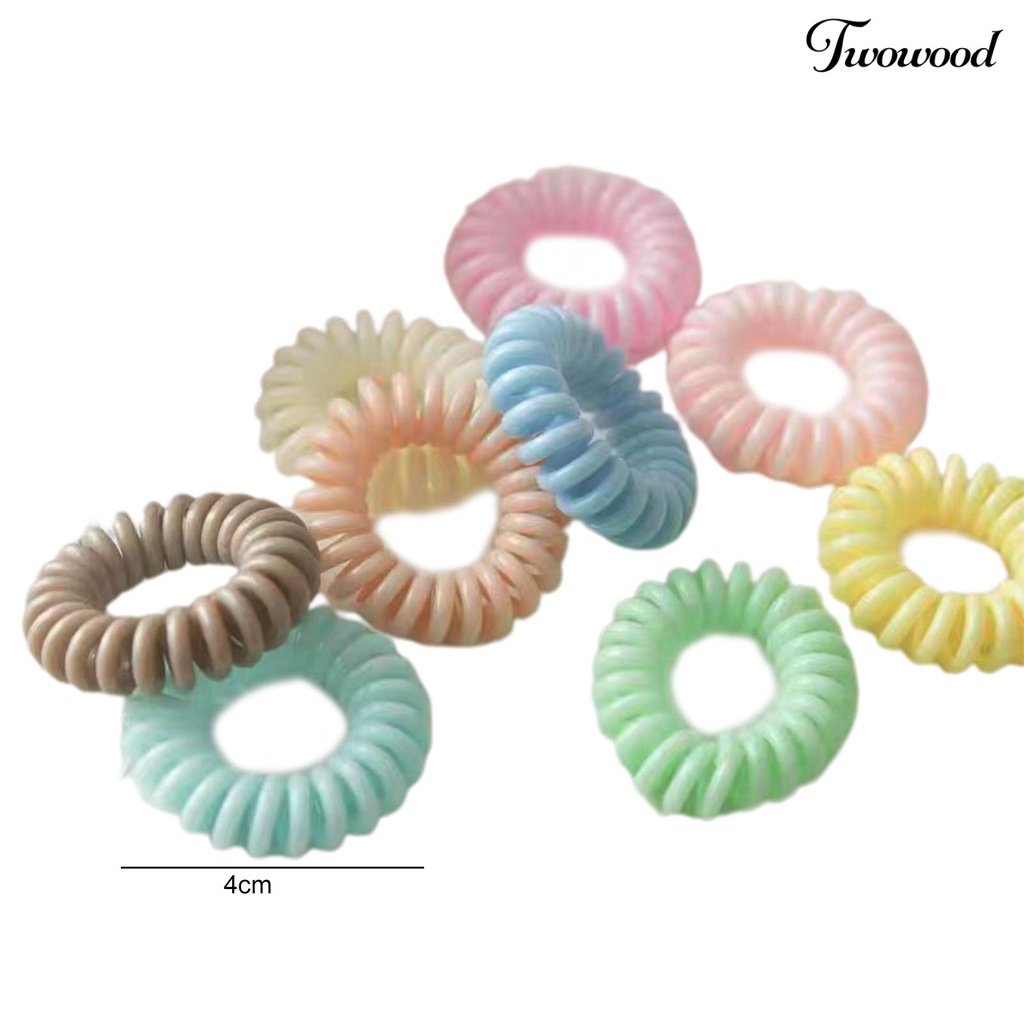 Twowood 9Pcs Warna Permen Anti Jatuh Ikat Rambut Ketat Karet Telepon Spiral Rambut Elastis Scrunchy Aksesoris Rambut