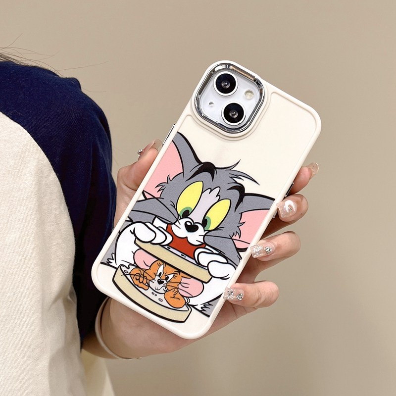 All New Electroplated Camera Skin Silicone Soft Case IPhone 11 12 13 14 Pro Max Women's Fashion Gift Cute Cartoon Phone Case Funny Tom and Jerry