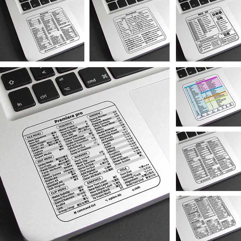 8*8cm Laptop Software Shortcut Stiker Transparan Kompatibel Dengan MAC OS/Windows Shortcut Key Dekorasi Stiker Kompatibel Dengan GoogleBook/Komputer Aksesoris Praktis