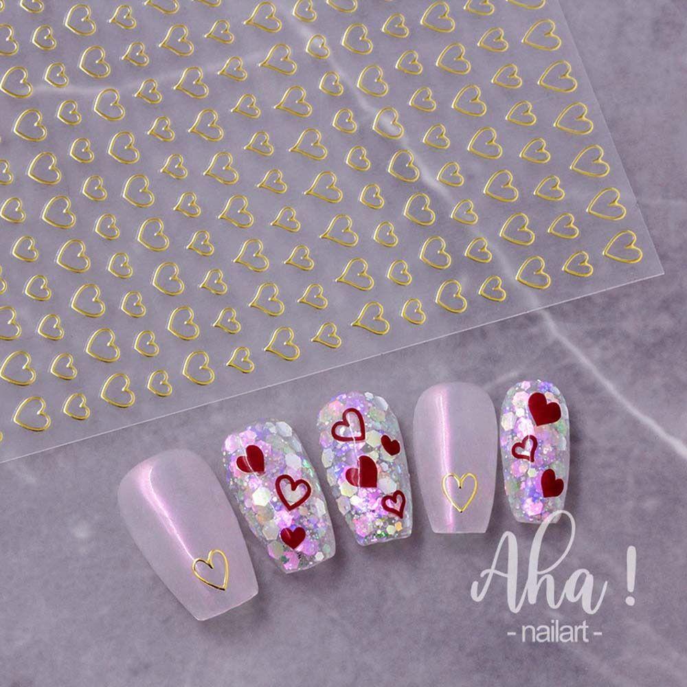 Needway Stiker Kuku Hati Aha Nail Art Ins Style Star Hollow Heart Korea Nail Art Dekorasi Nail Art