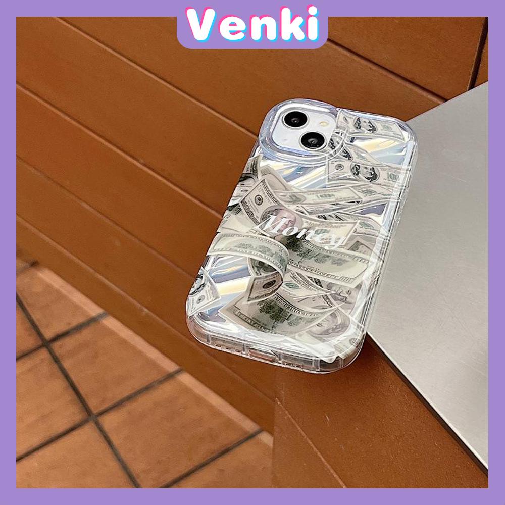 VENKI - Untuk iPhone 11 iPhone Case Laser Reflektif Bening Phone Case TPU Soft Shockproof Airbag Phone Case Grafiti Sederhana Bahasa Inggris Kompatibel dengan iPhone 14 13 Pro max 12 Pro Max XR