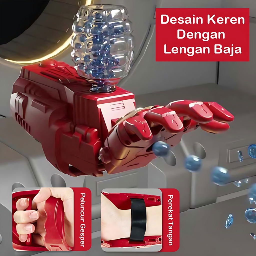 Tangan Robot Ironman Elektrik Menembak Air | Mainan Anak Laki Laki Robot Robotan B/O | Hadiah Ulang Tahun Anak Cowok