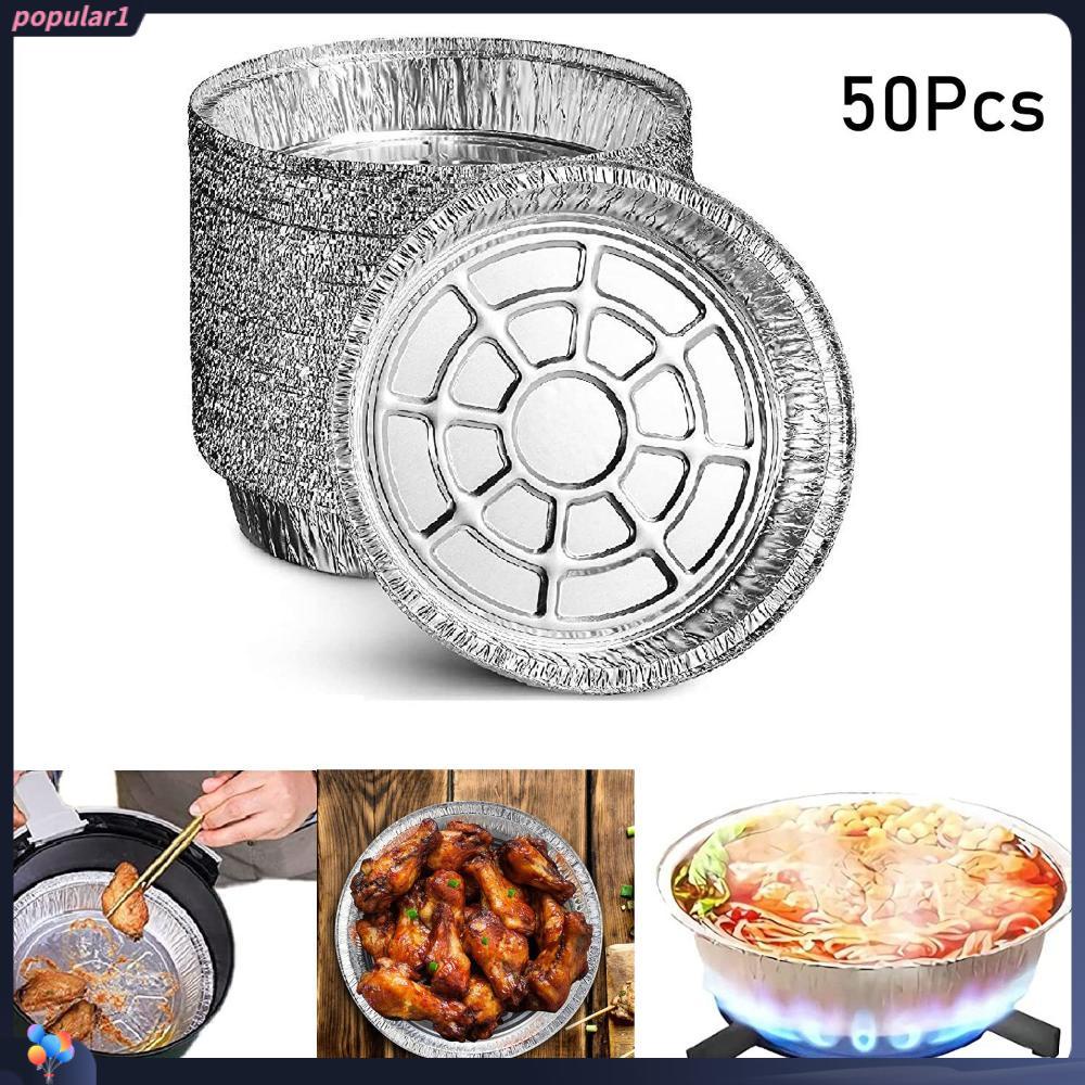 Populer 50Pcs Aluminium Foil Kotak Kaleng Praktis Microwave Roasting Air Fryer Liner