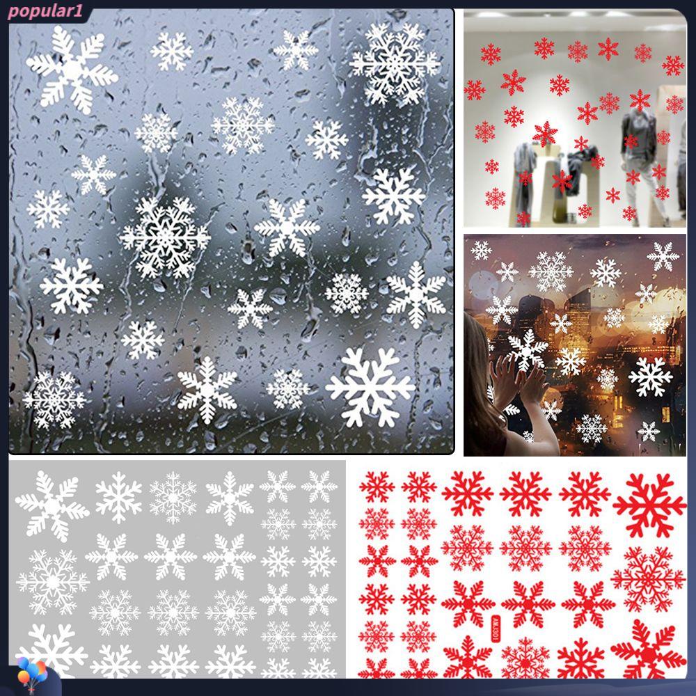 Populer 27PCS Stiker Natal Putih Xmas Dekorasi Hadiah Jendela Toko Snowflake