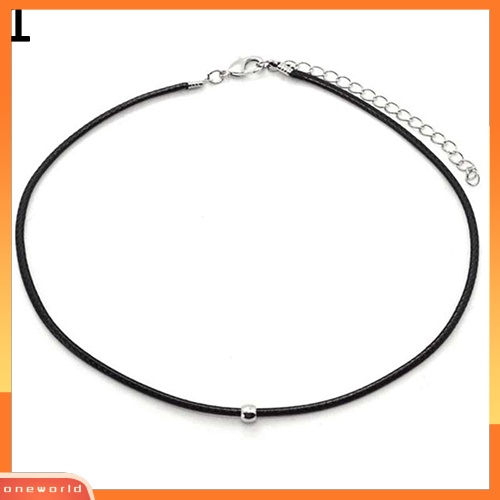 [WOD] Wanita All-Match Perhiasan Faux Kulit Rantai Manik-Manik Bulat Kerah Choker Kalung